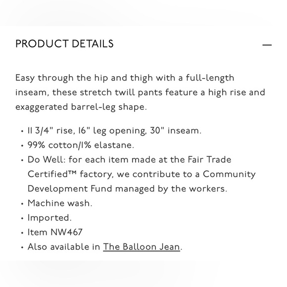 NWT Madewell Balloon Pant in Form Grey Khaki Cream Size 24 Barrel Leg $138 NW467 - Picture 11 of 15